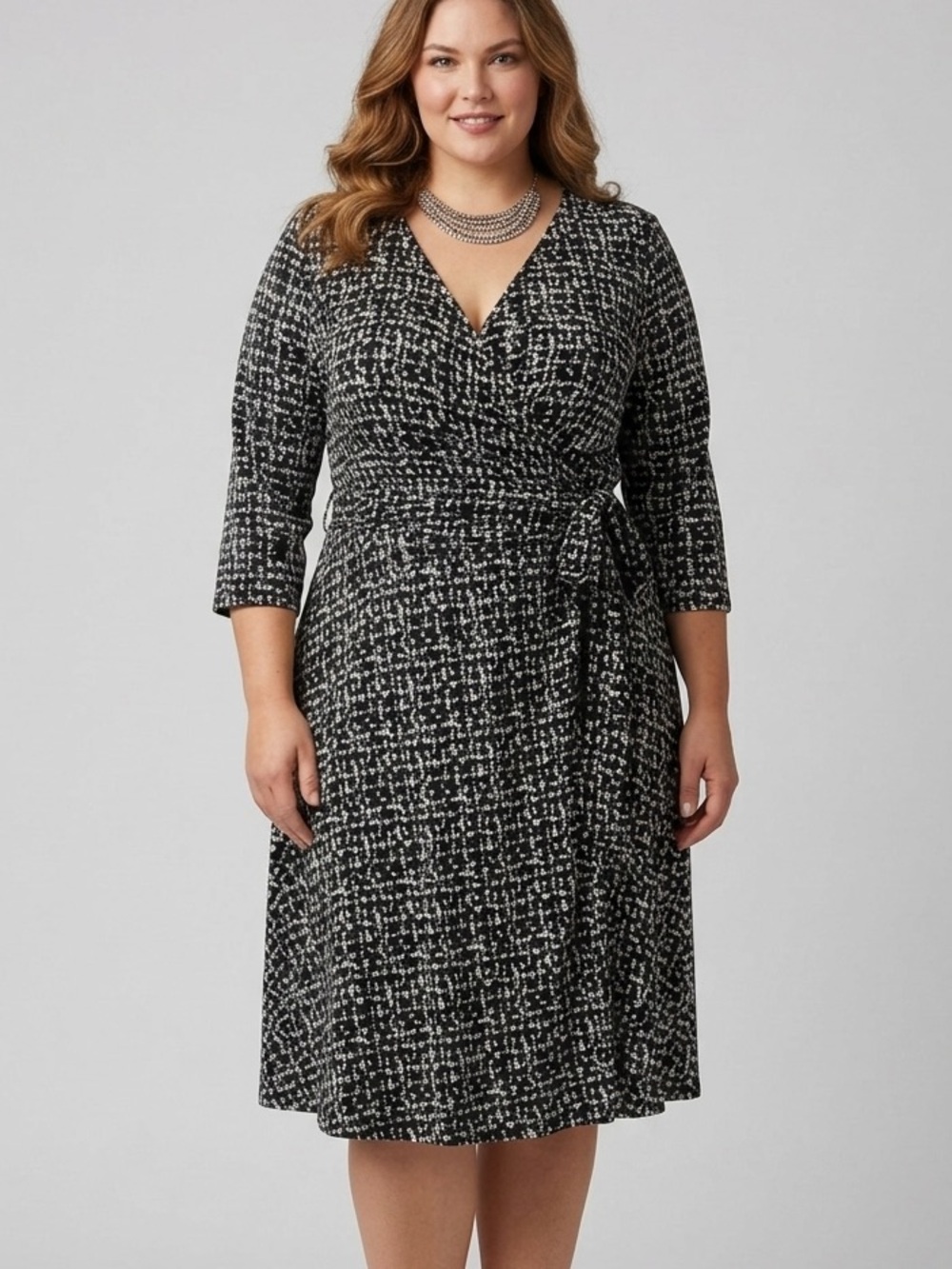 NWT MOTHERHOOD Black and White Stretch Wrap Dress 1X